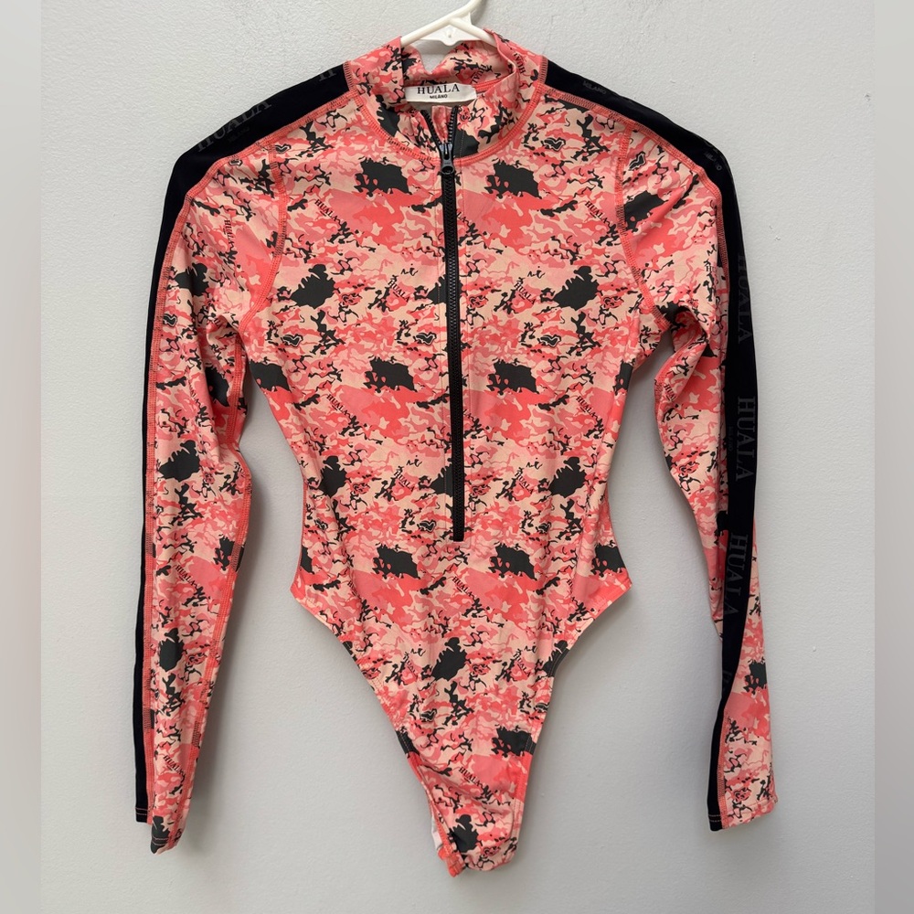 HUALA Milano Pink and Black Long Sleeve One Piece